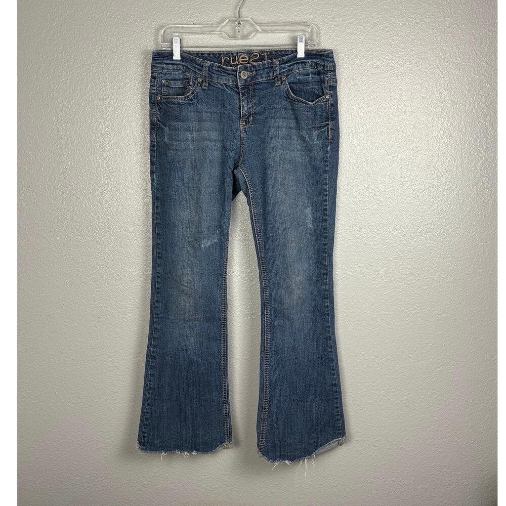 RUE 21 Cotton Spandex Blend Size 11/12 Medium Wash Blue Curvy Bootcut Jeans